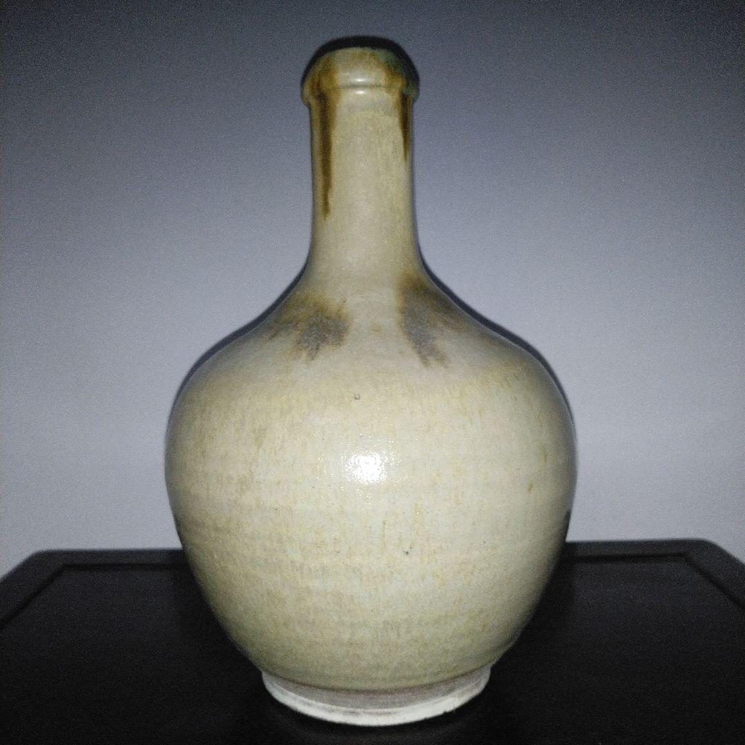 NO611 会津本郷焼　緑釉流し掛け徳利