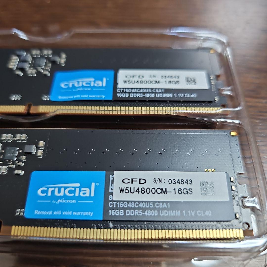 Crucial DDR5 W5U4800CM-32GS (16GB×2) 未使用