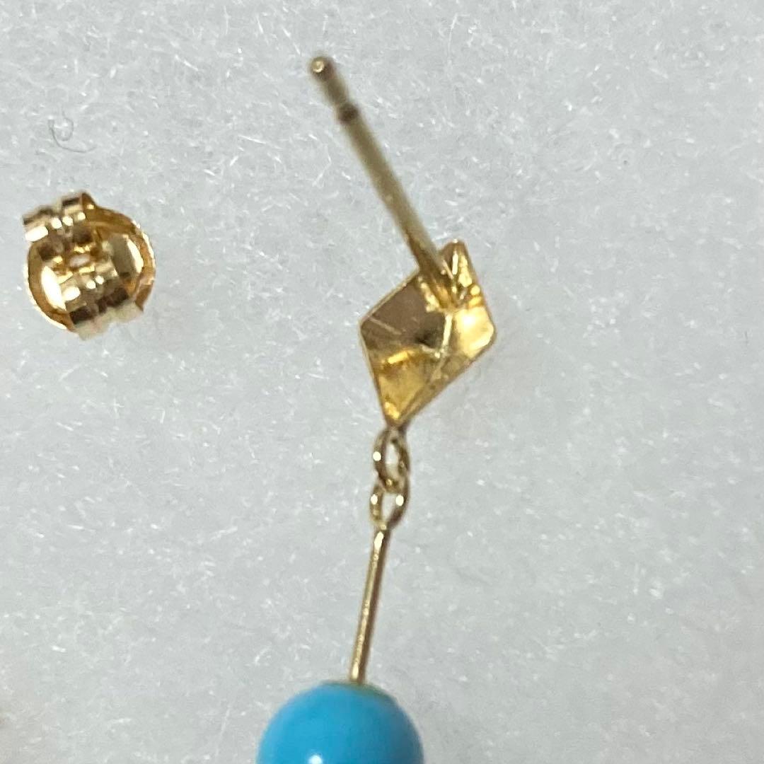K18 ターコイズピアス 箱付き 18金 トルコ石 地金キャッチ ひし形