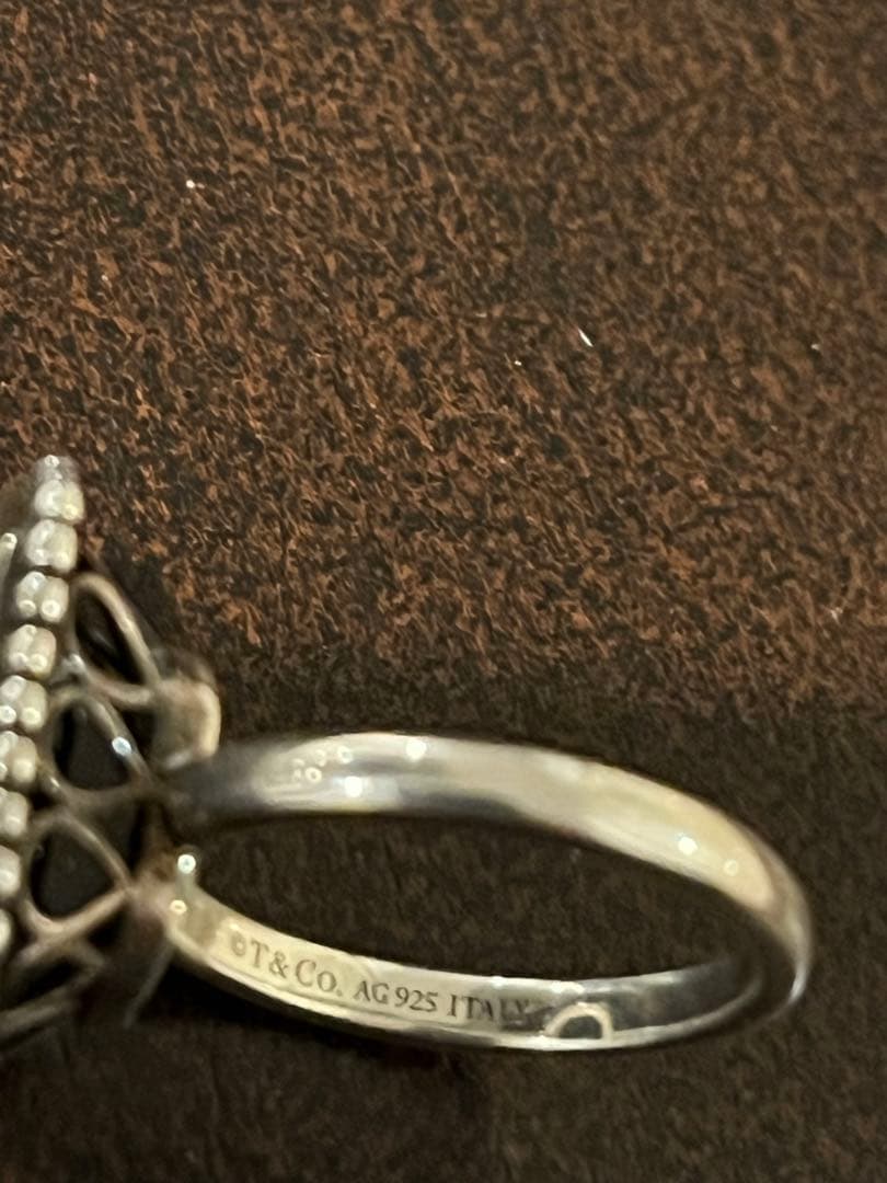 OLD TIFFANY ブラック オニキス デイジー シルバー11号くらい美品