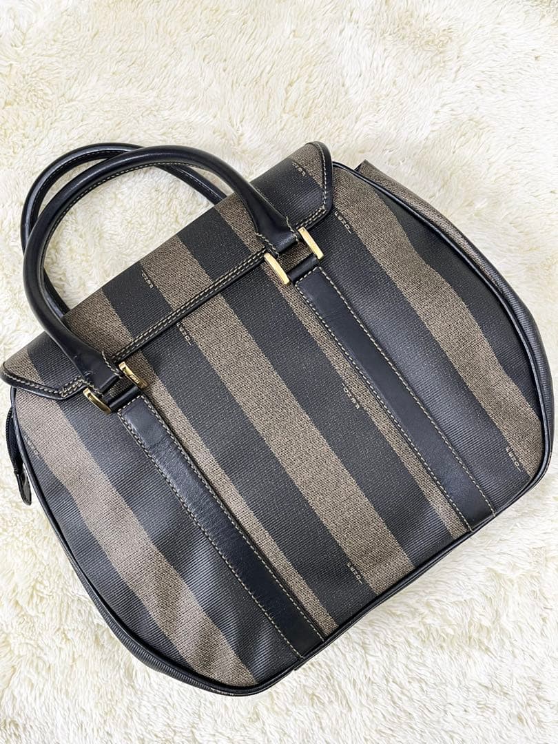 美品 フェンディ ペカン ヴィンテージハンドバッグ PVCレザー