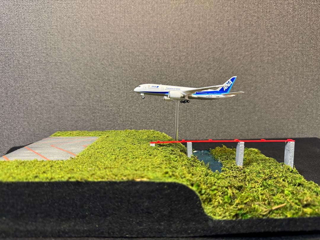 滑走路 進入灯 空港ジオラマ 1/500 着陸体勢 フルスクラッチ 航空機模型