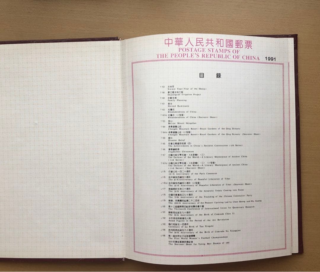 記念切手集 中国 1991年版①