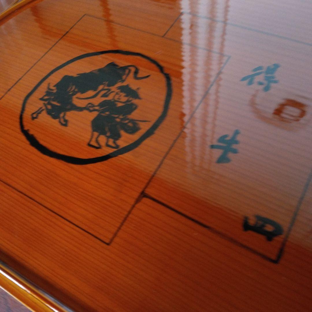 半月盆　春慶塗　十牛図