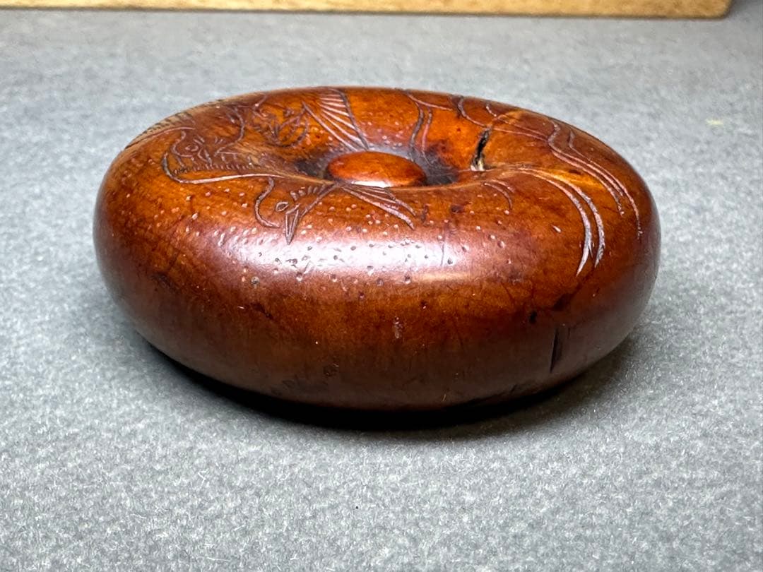 江戸時代　江戸期　極上　木彫り　饅頭根付　提げ物　古美術品　 置物　彫刻