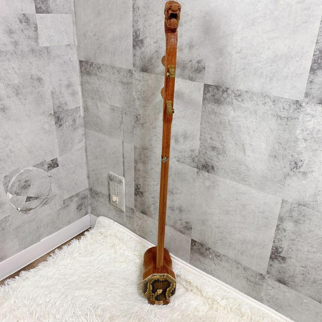 高級 二胡 龍頭 竜頭 弦楽器 民族楽器 ケース付属 蛇革 天然素材 ねじり