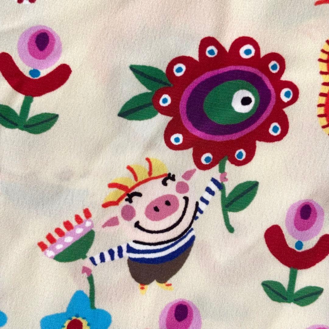 【洗える 極美品】アルベロベロ サルエルパンツ ぶたさん フラワー柄 近年