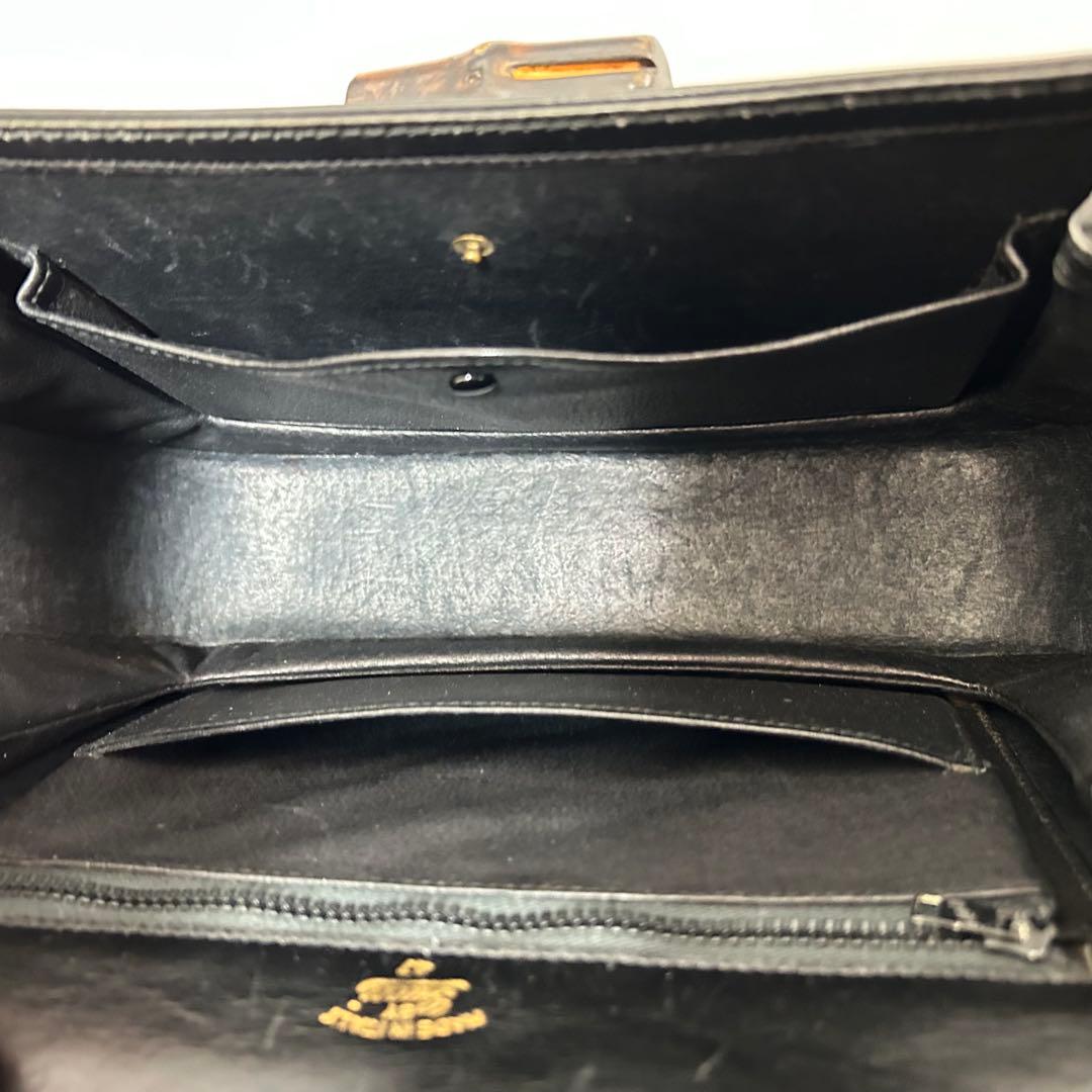 GUCCI グッチ バンブー レザー ハンドバッグ ターンロック ブラック
