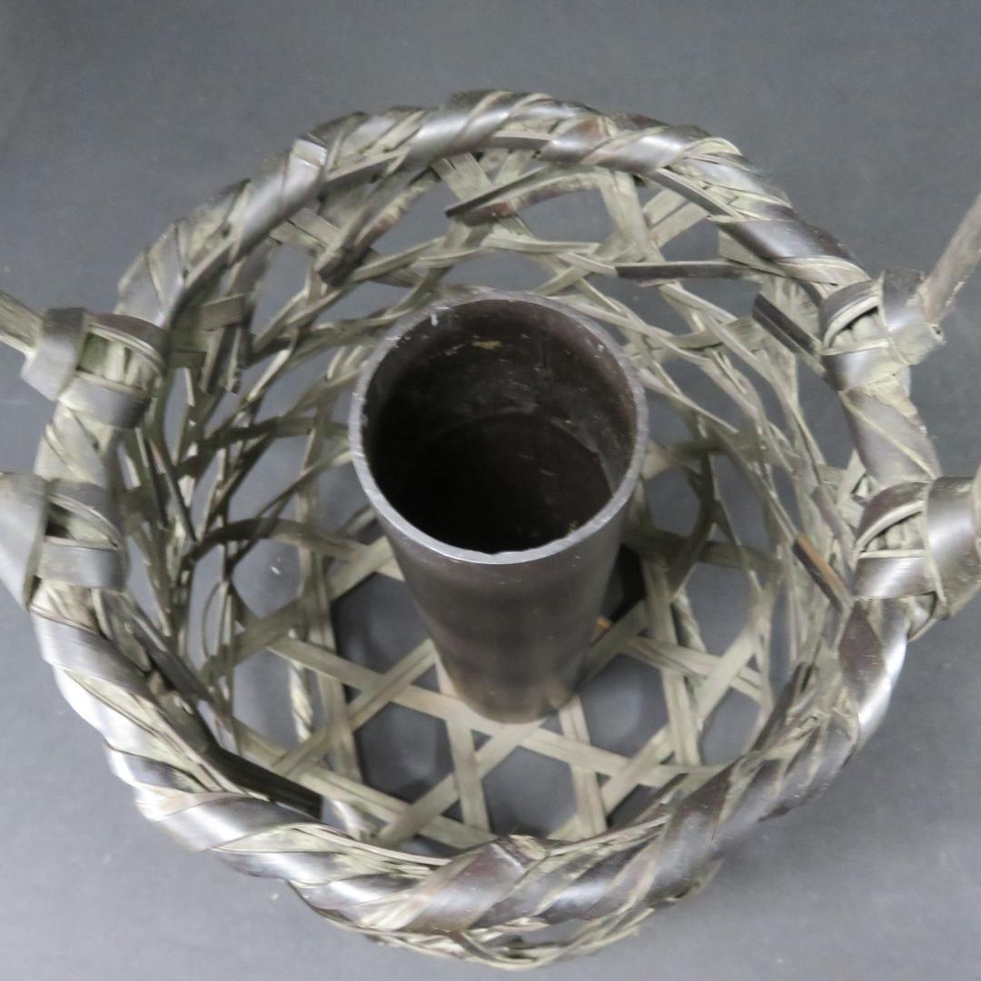 大原篭 かご 花入 竹編み 茶道具 茶の湯 竹篭 黒