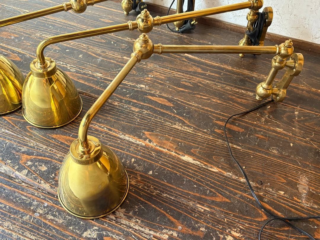 真鍮製アーム式ランプ 4灯