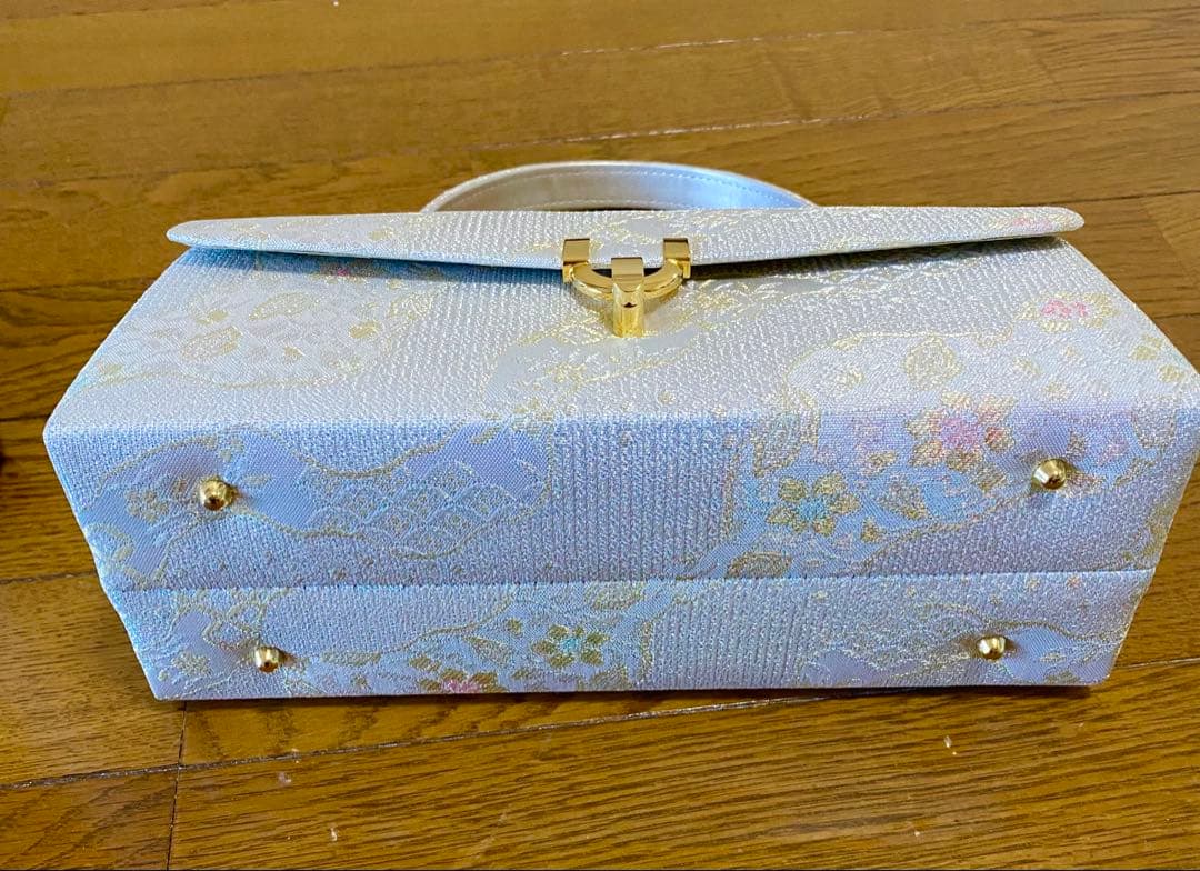 花柄和装用バッグと白色下駄セット