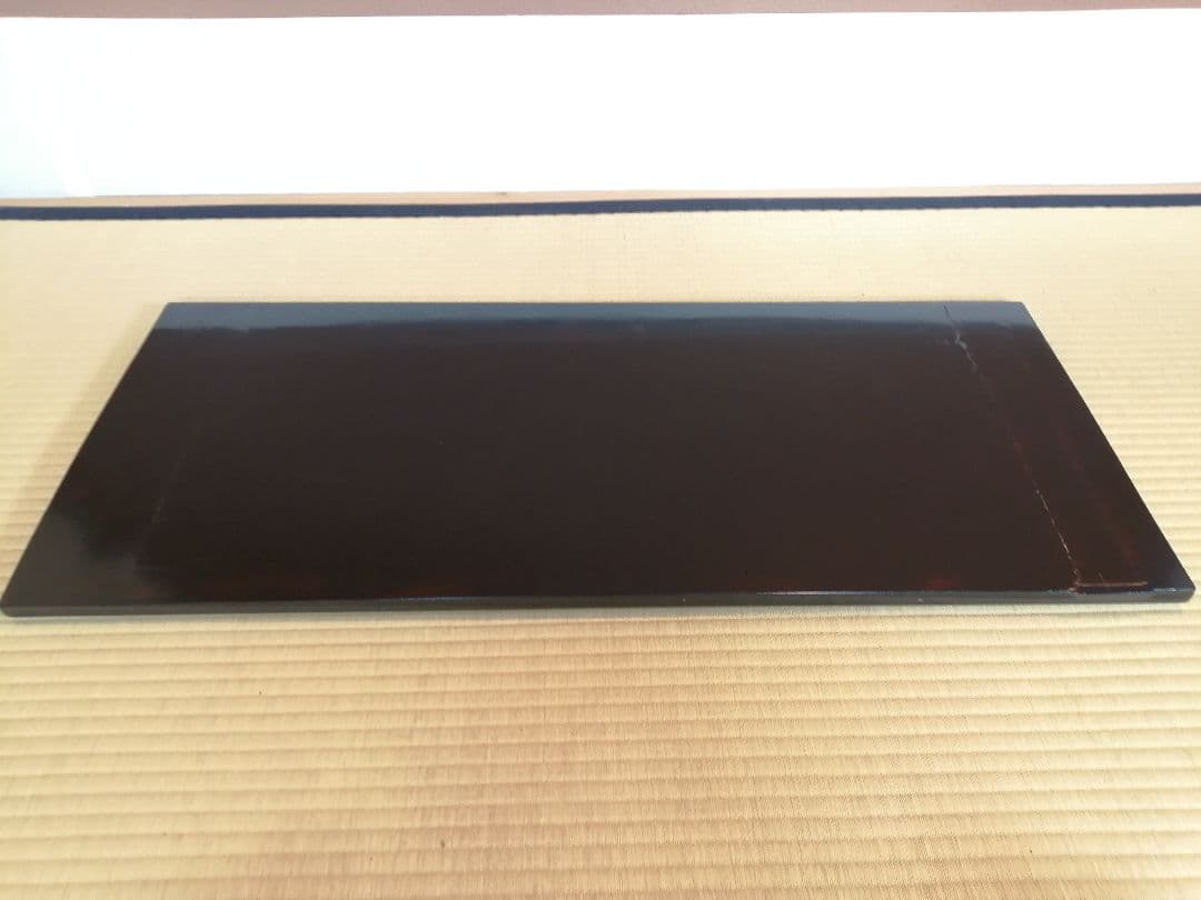 【茶道具】橋口宗榮造　黒掻合わせ塗長板　藪内流　長板82