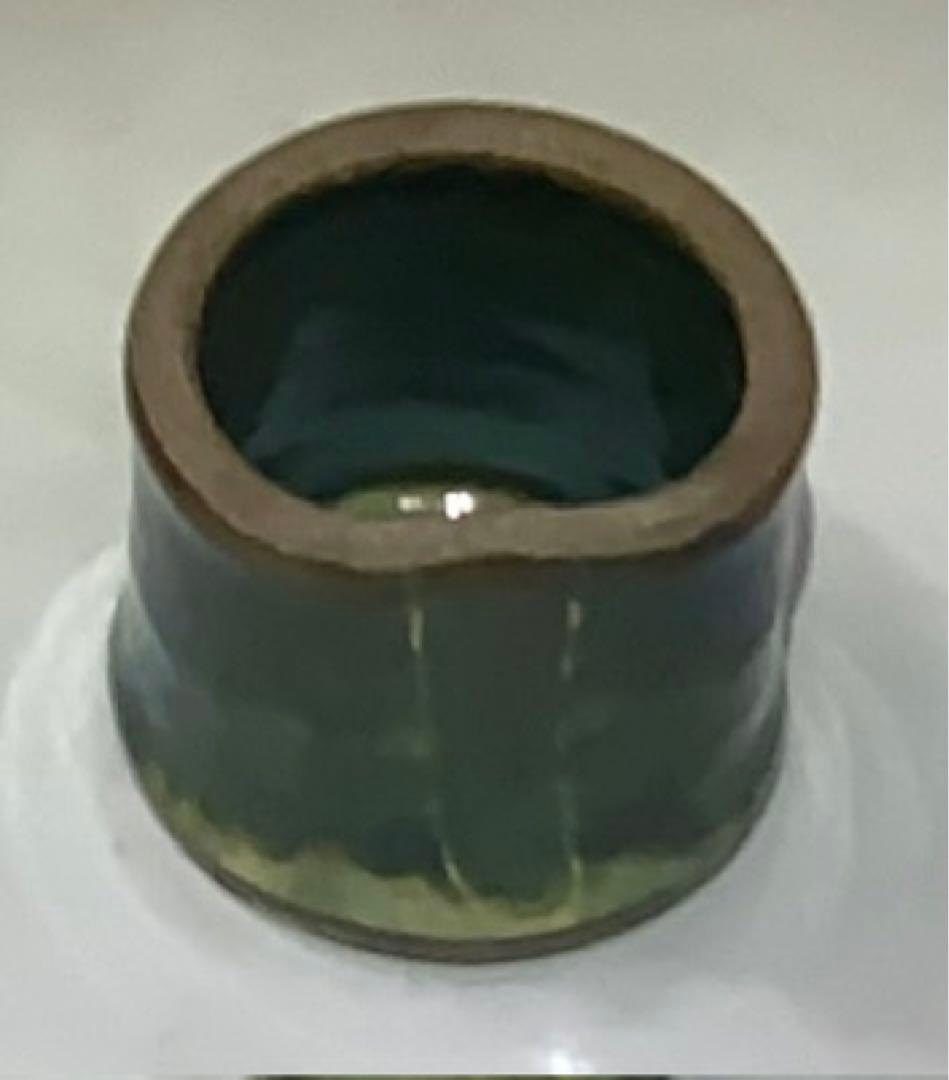 B143  備前花入・砥部白水茶碗・織部蓋置　茶道具3点セット　各共箱