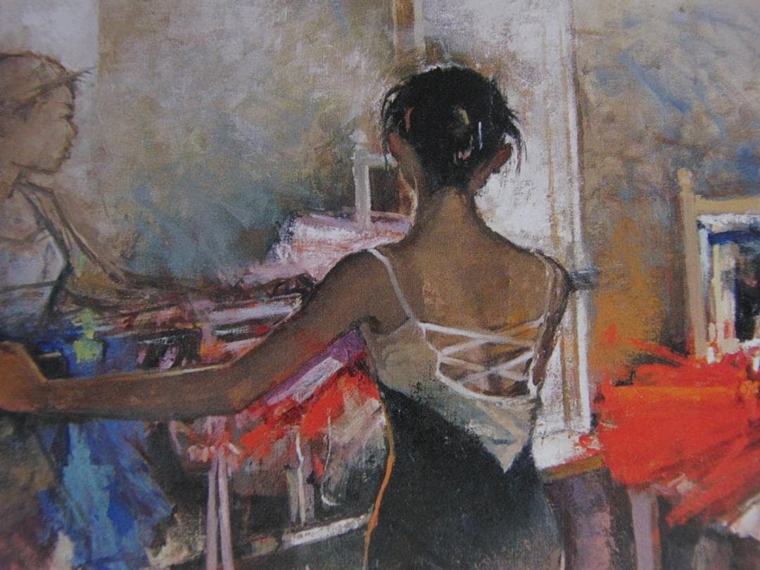 寺井重三、【’04レオタードの踊り子】、希少な額装用画集より、新品額装付