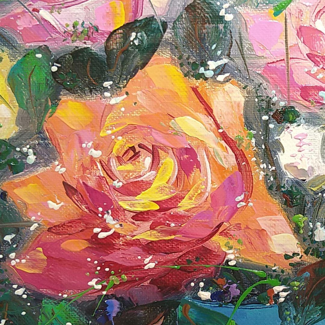 AA83 古川明雄【ばら】F6 油絵 肉筆サイン 本物保証 額装 額縁 花