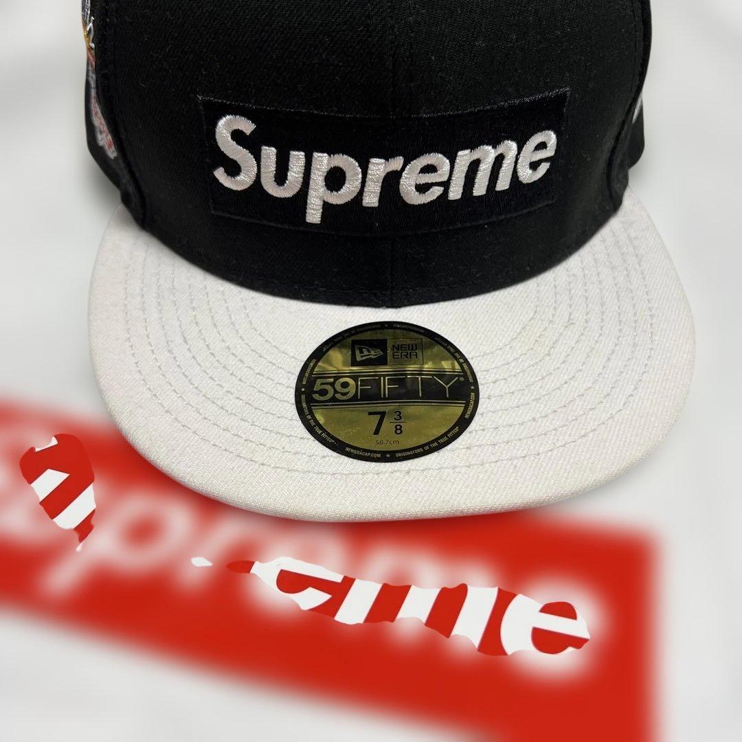 美Supreme キャップ59FIFTY 7 3/8完売58.7cmステッカー付