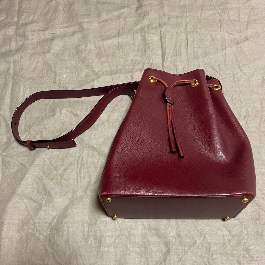 カルティエ　バーガンディ バケットバッグ