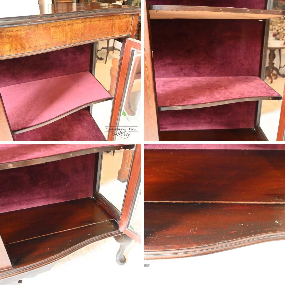 L3103-85 英国アンティーク ガラスキャビネット 食器棚 マホガニー