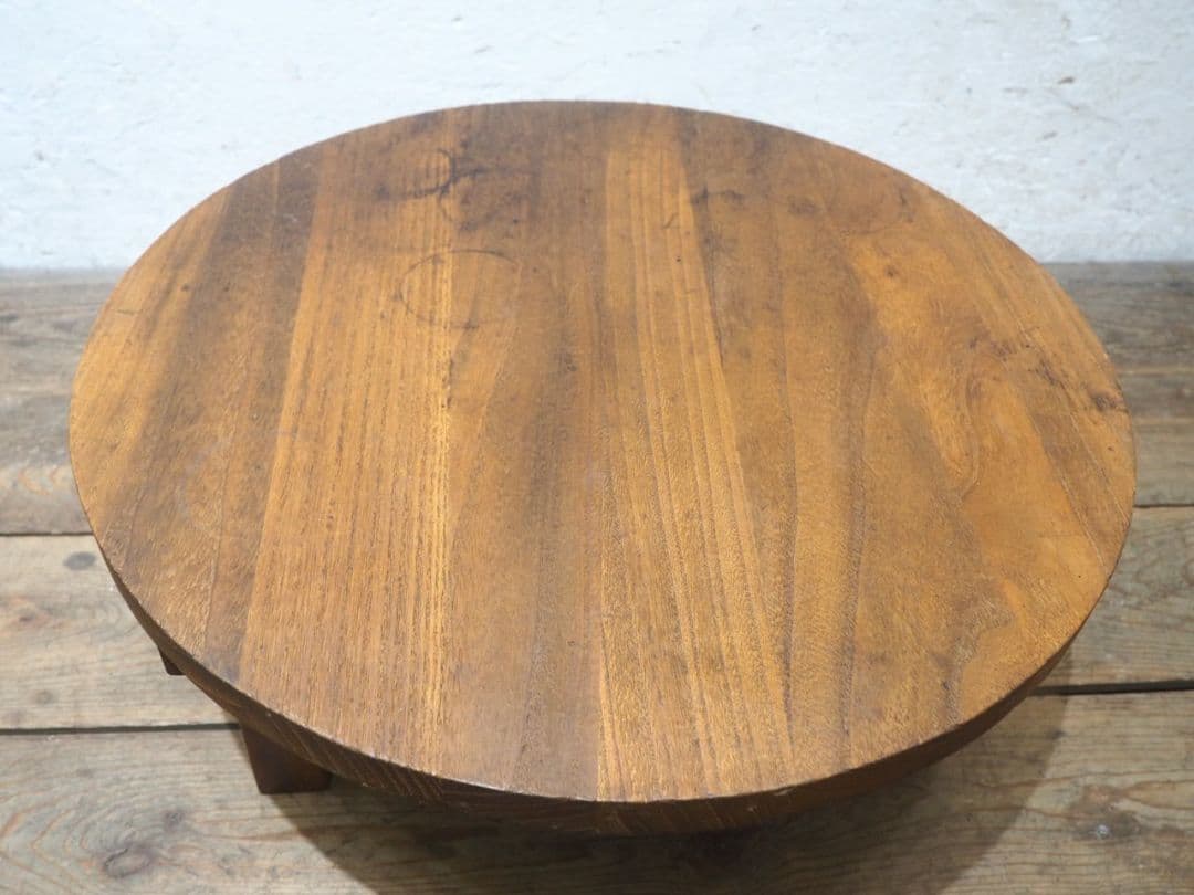 1310 折りたたみ式　レトロな丸ちゃぶ台　座卓　ローテーブル　古家具　古道具