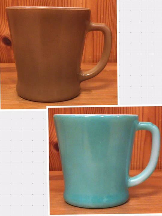 【コンディション良好】【2個セット】ファイヤーキングのマグカップ　茶色＆青緑色