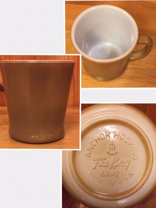 【コンディション良好】【2個セット】ファイヤーキングのマグカップ　茶色＆青緑色