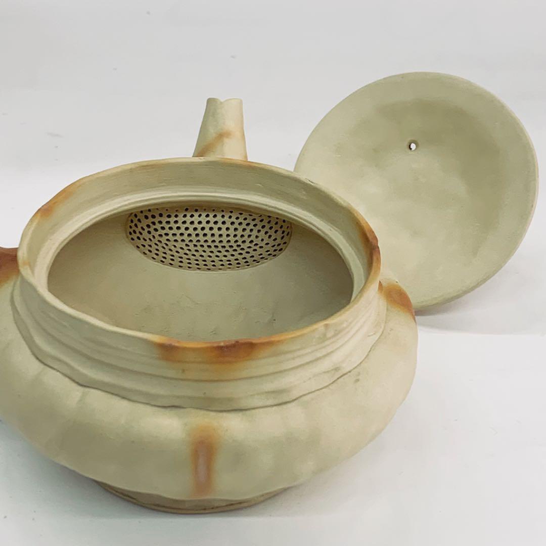 【茶注7   手捻　火襷　玉獅子】間野弥平　共箱