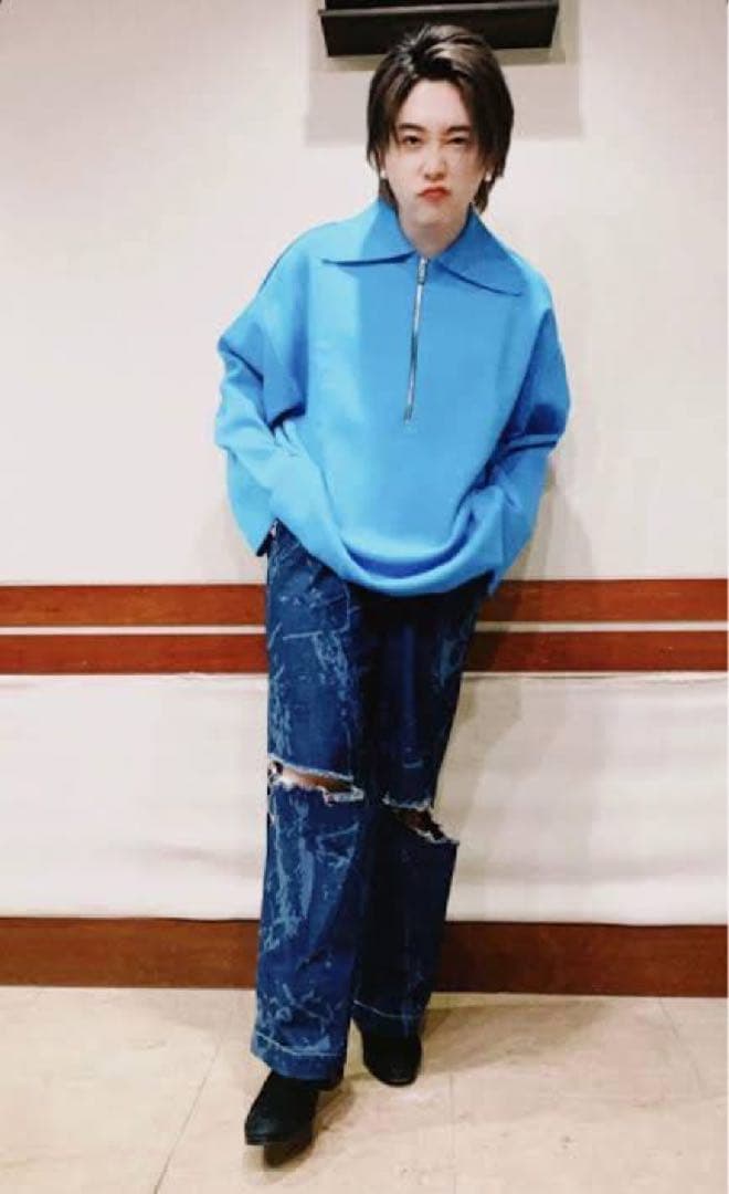 ダブルフェイスハーフジッププライムオーバーニットポロシャツ