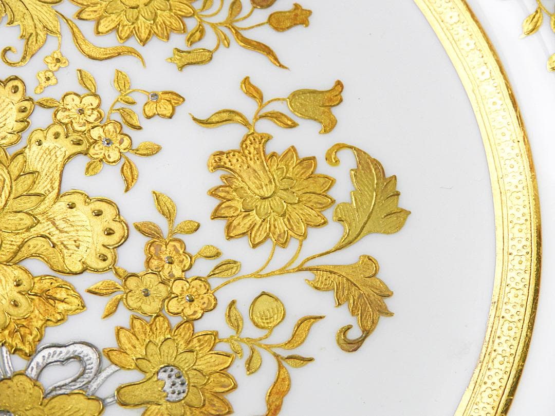 ミントン ティファニー特注 金彩プラチナ キャビネット プレート