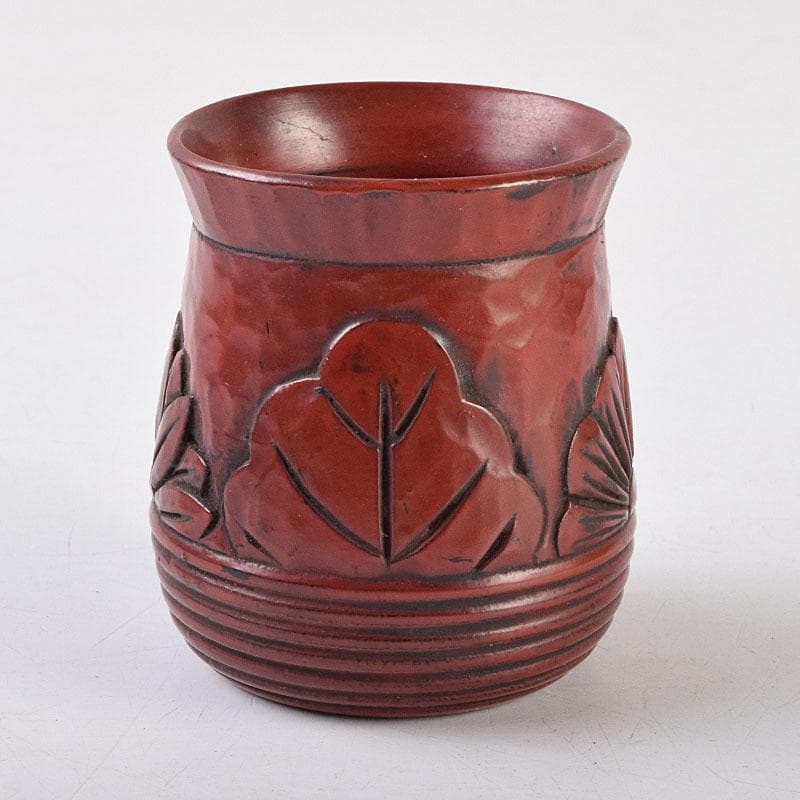 佐藤宗岳　鎌倉彫　花葉文　楊枝入　共箱　V　R9253