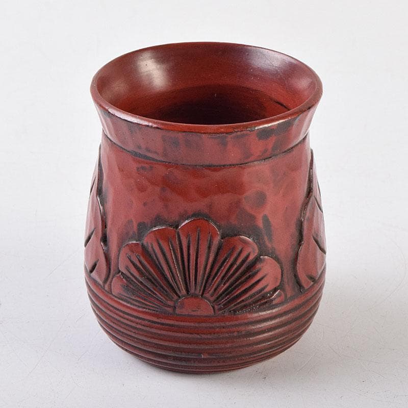 佐藤宗岳　鎌倉彫　花葉文　楊枝入　共箱　V　R9253