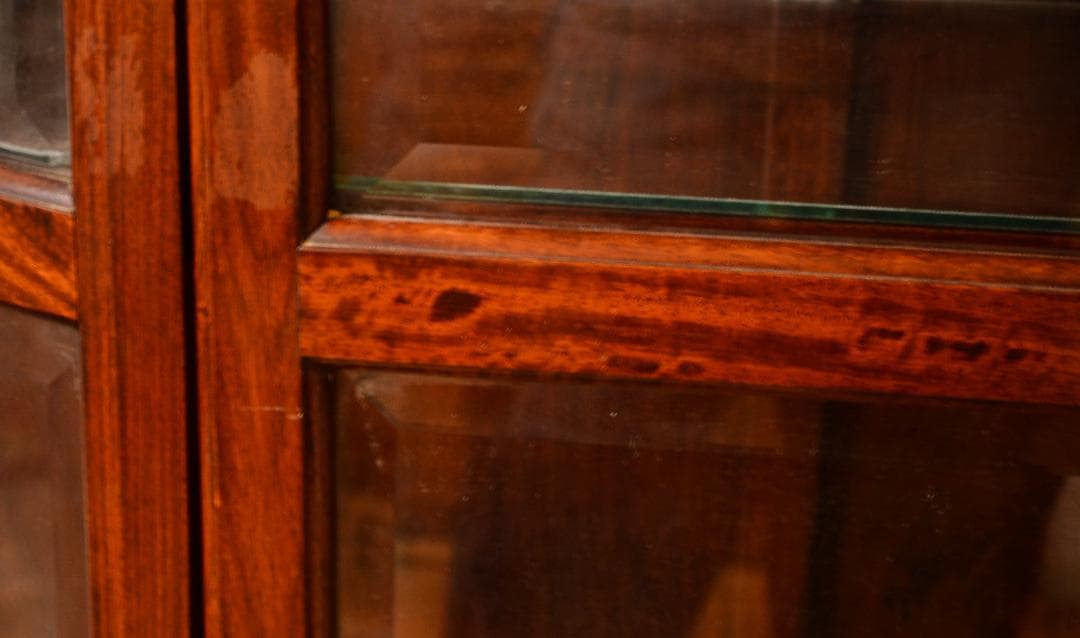 引き取り限定　花梨無垢 三面ガラス キャビネット　家具アンティーク