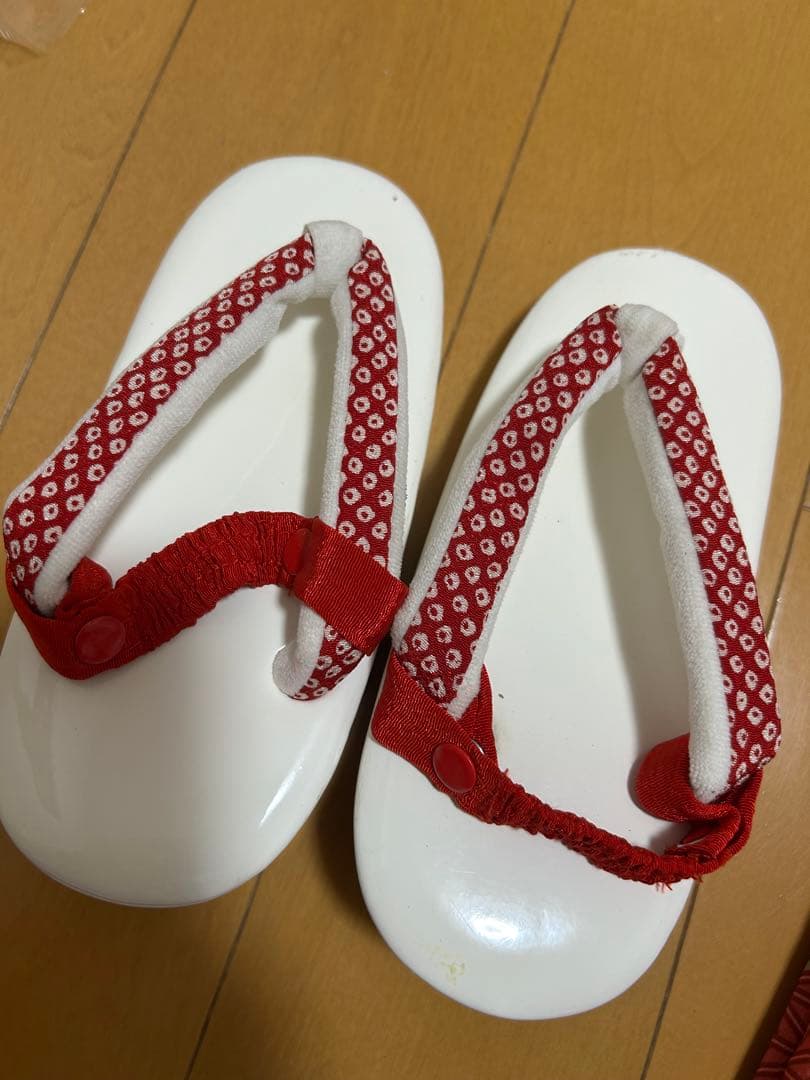 赤系花柄着物 3歳女の子 被布セット