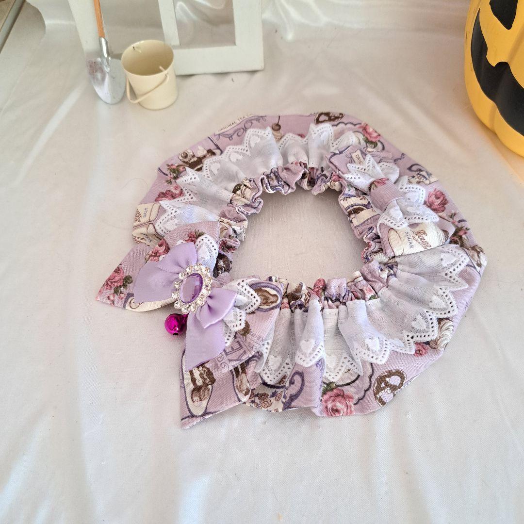 幅広シュシュ、ハロウィン限定、スイートロリータ(パープル)わんちゃん猫ちゃん用