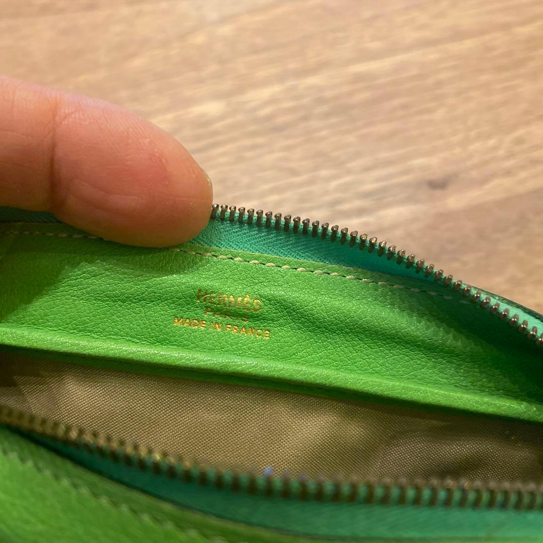 レザー製筆箱 緑色と青色