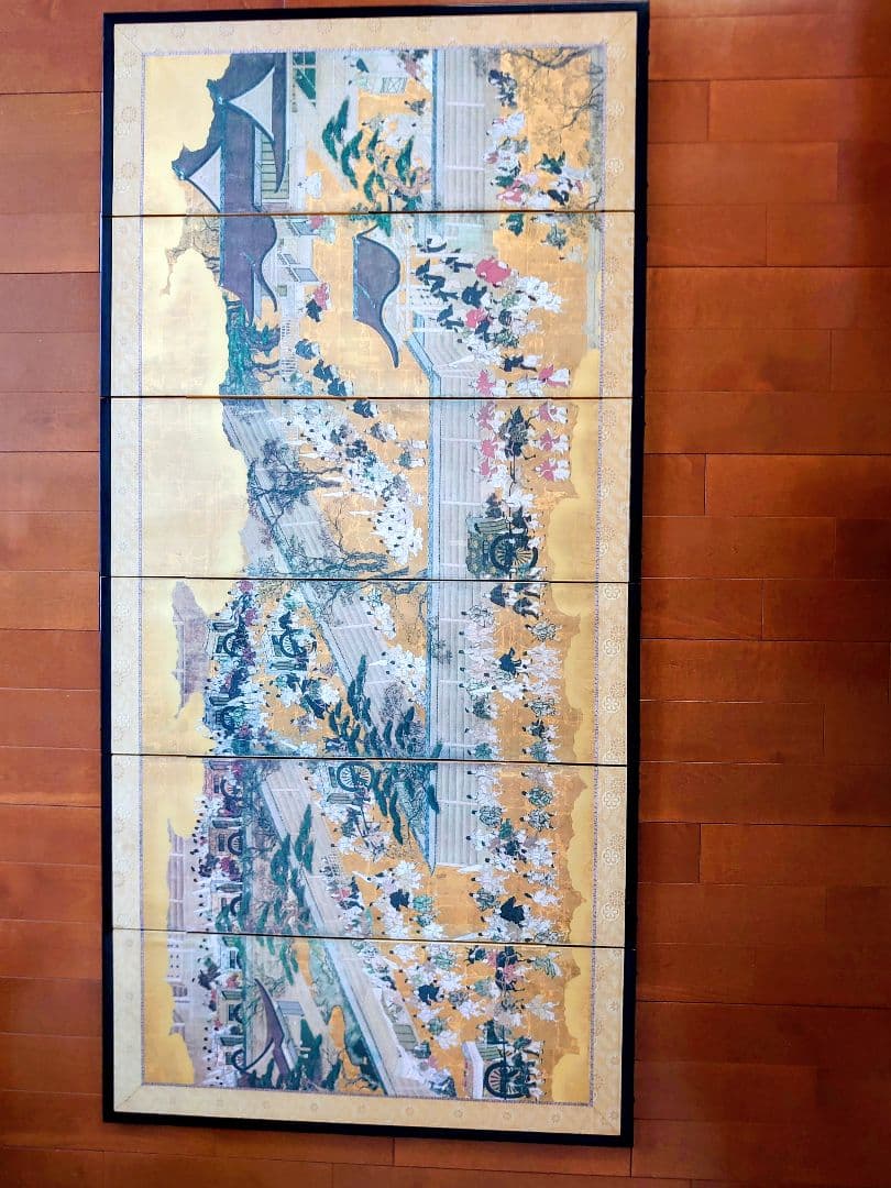 明正天皇　御即位行幸図六曲屏風　狩野探幽　複製画（デジタル工芸印刷）