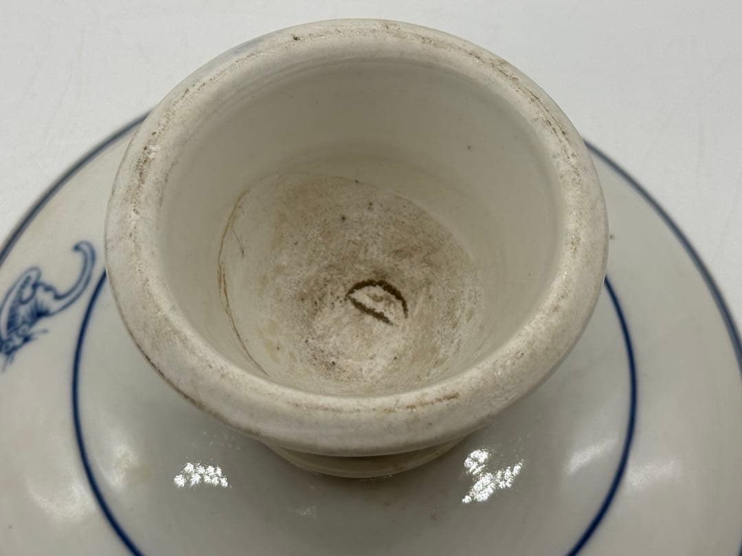 中国　染付　花卉紋高台皿　送料込み260122