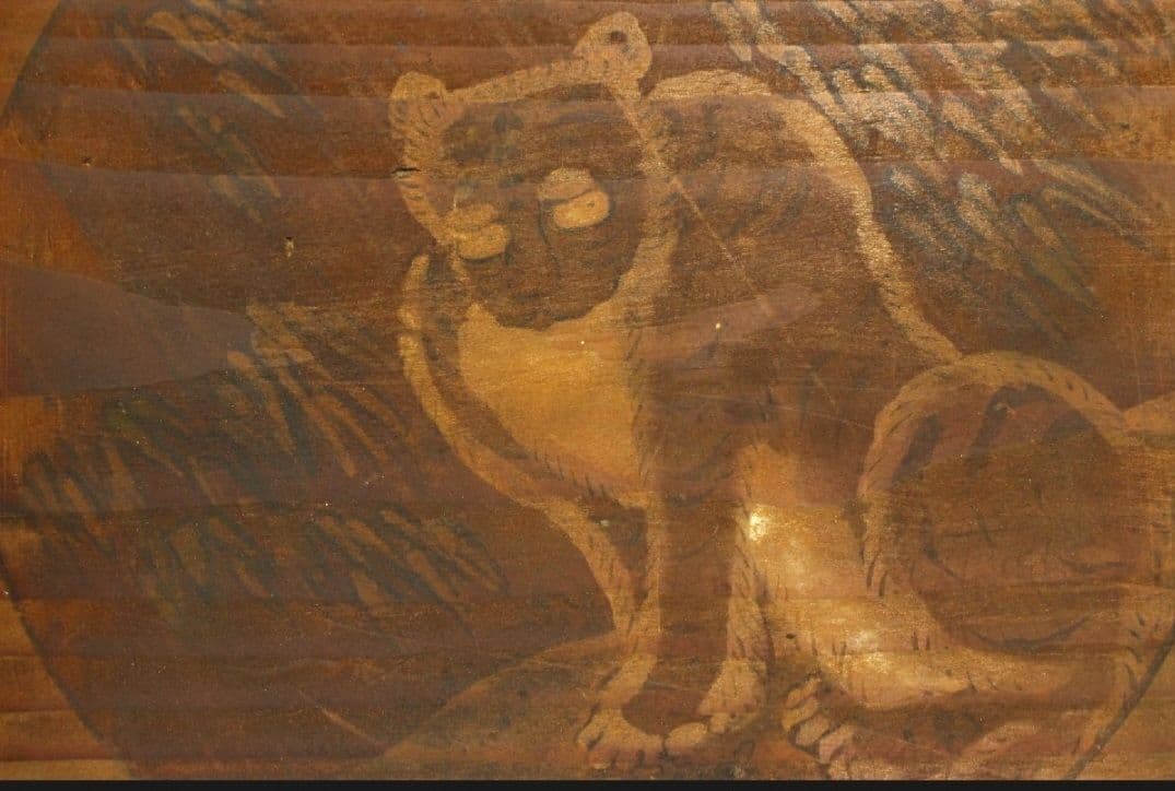 江戸時代 無銘 作者不明 彩色絵馬 干支図 蛇 虎 板絵 奉納