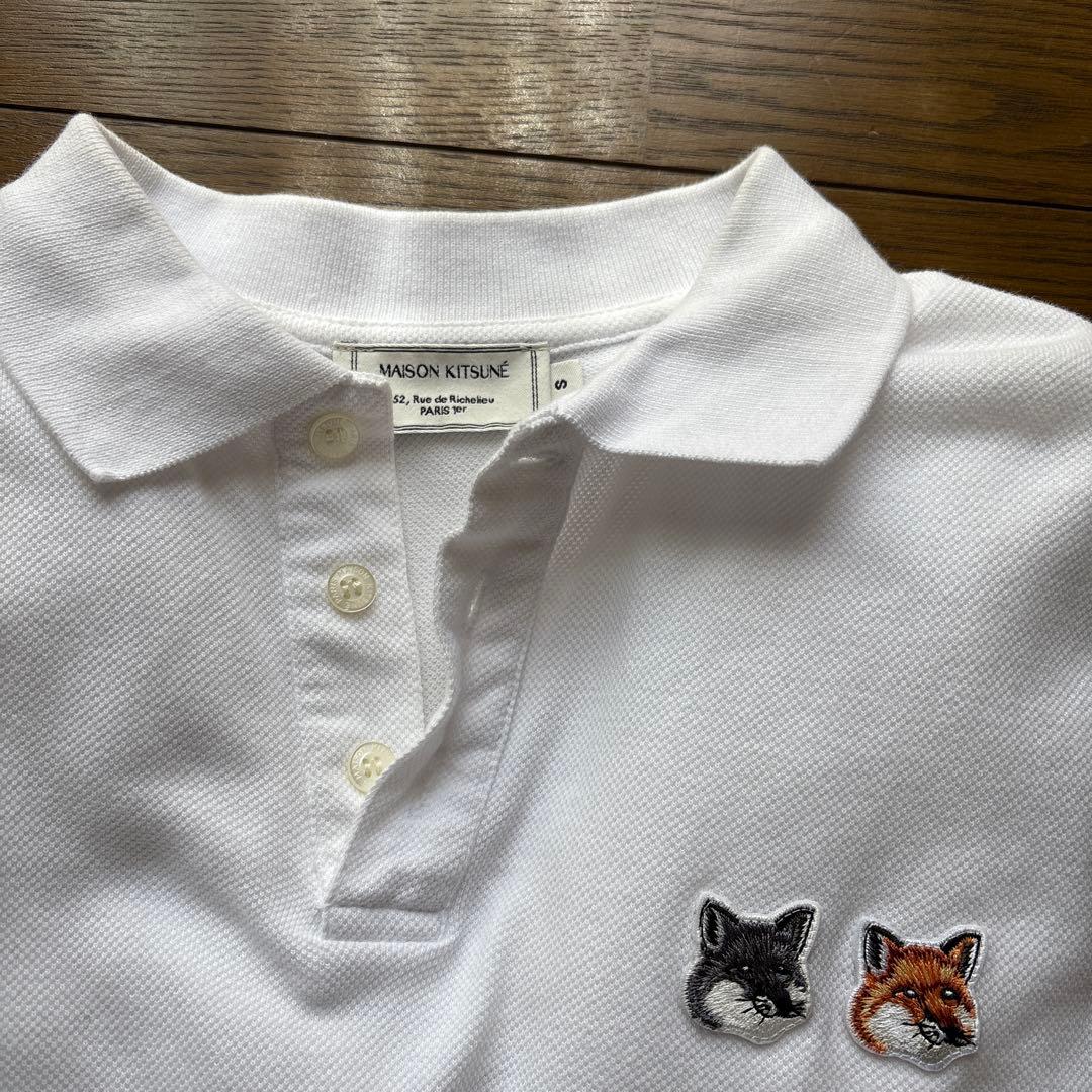 メゾンキツネ ポロシャツ ユニセックス ダブルフォックス S ホワイト