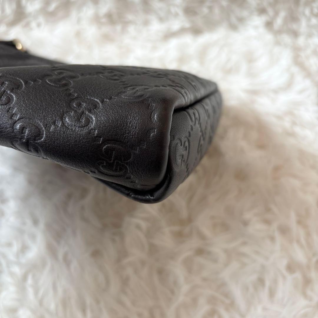 ✨美品✨グッチ ショルダーバッグ GG柄 レザー 裏地総柄 ブラウン