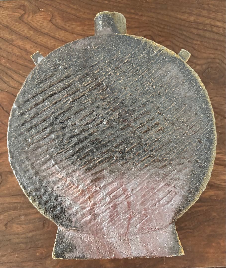 松崎健　灰被窯変扁壷　共箱　未使用品