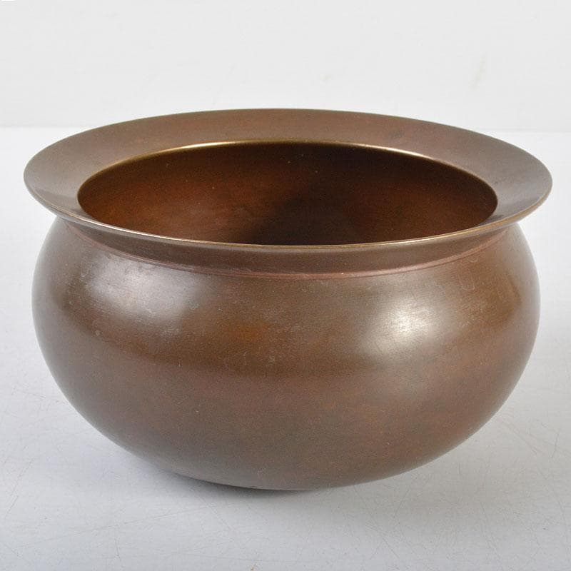 茶道具　釜師　高木治良兵衛造　唐銅　袋形建水　共箱　V R4510