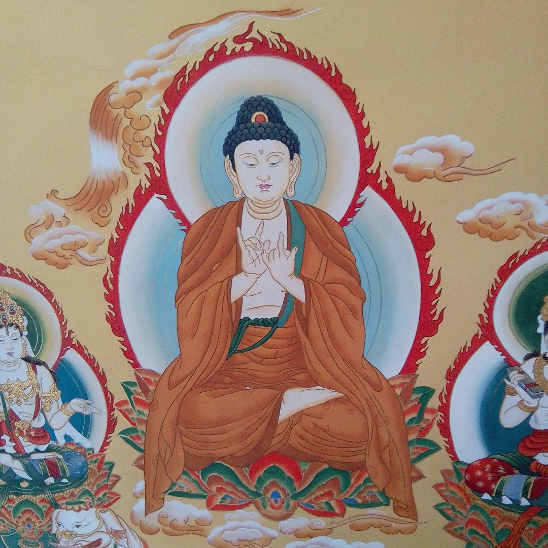 【チャンス！！値下げしました！】掛け軸 釈迦三尊仏 松尾香風作