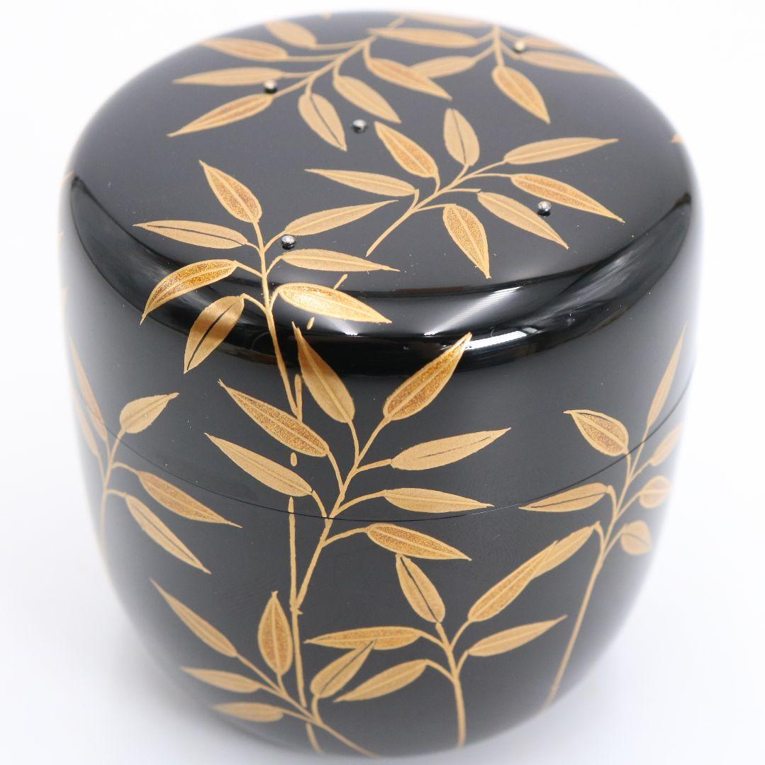 蒔絵師 筑城良斉作 笹露 大棗 茶道具 共箱　V934