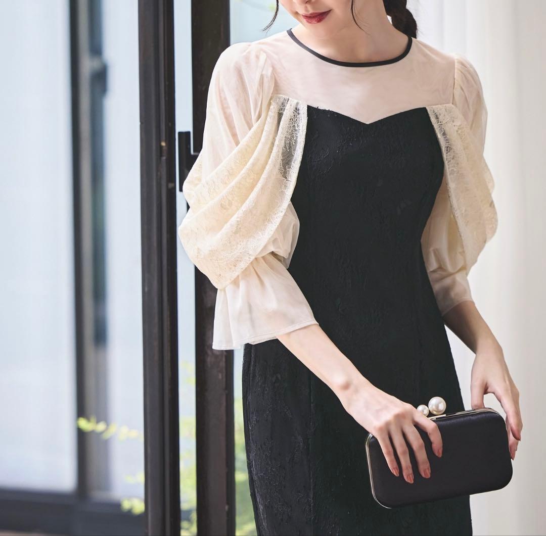 美品✨ルイルエブティック　ボリュームスリーブ×レースドレス マーメイド　S