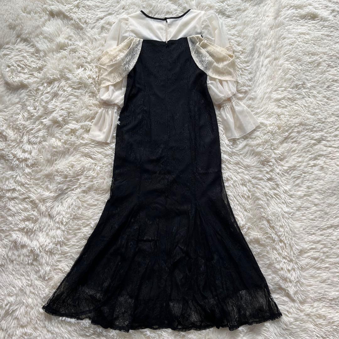 美品✨ルイルエブティック　ボリュームスリーブ×レースドレス マーメイド　S