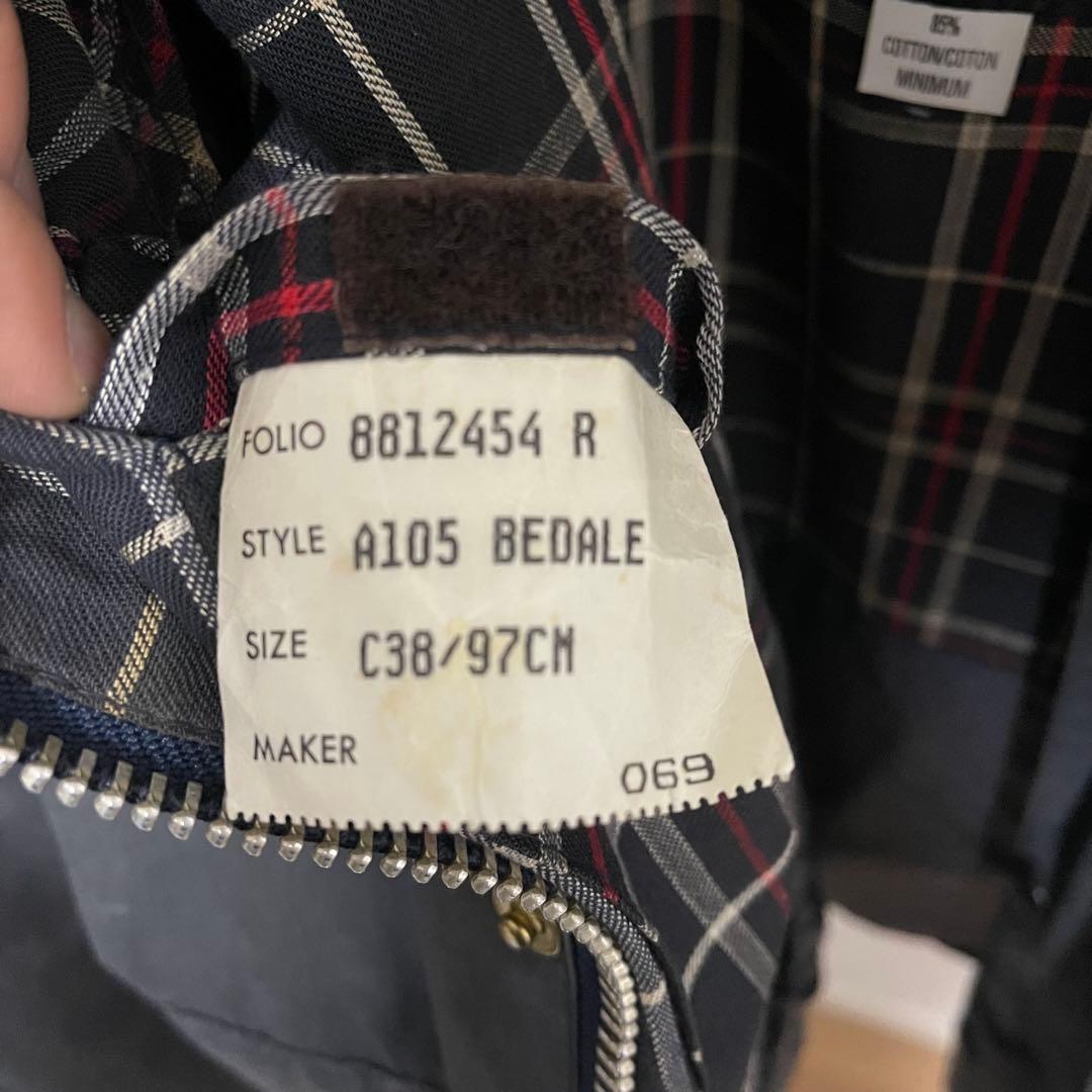 88年製　Barbour バブアー　4ポケビデイル　ネイビー　38