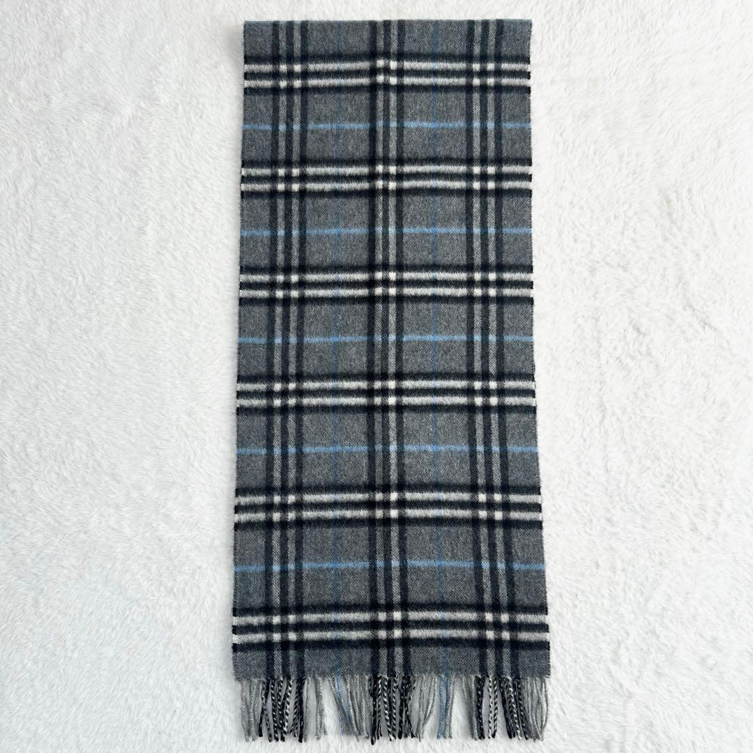 美品✨カシミヤ100% バーバリーロンドン マフラー ノバチェック グレー 秋冬