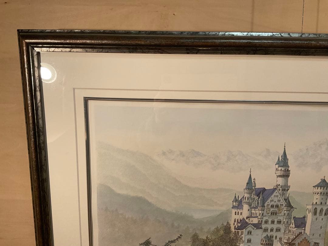 織田義郎　「ノイシュバンシュタイン城」　リトグラフ　直筆サイン・エディション有り