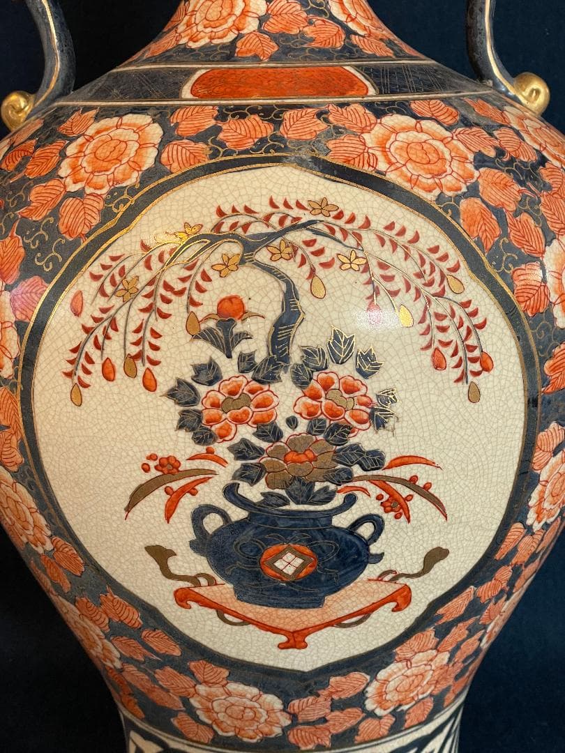 伊万里焼双龍耳大花瓶　高さ約61㎝