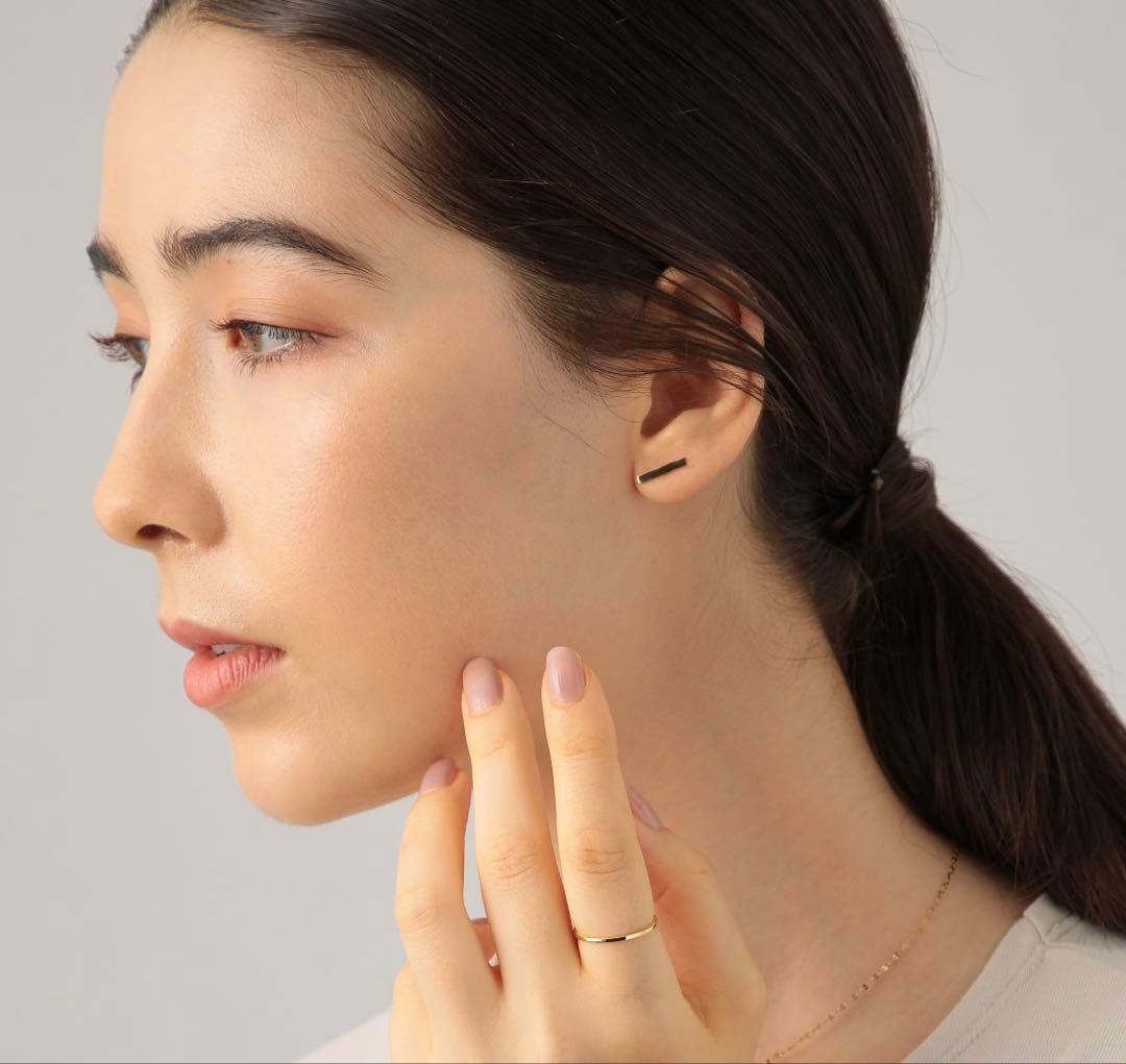 バー ピアス スタッドピアス ホワイトゴールド 18K 保証付き